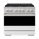 ZLINE 36-Inch 5.2 Cu. Ft. Marino Dual Fuel Range with 6 Burner Gas Cooktop and Electric Convection Oven in Stainless Steel with White Matte Door (MDR-WM-36)