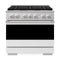 ZLINE 36-Inch 5.2 Cu. Ft. Marino Dual Fuel Range with 6 Burner Gas Cooktop and Electric Convection Oven in Stainless Steel with White Matte Door (MDR-WM-36)