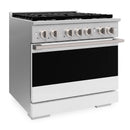 ZLINE 36-Inch 5.2 Cu. Ft. Marino Dual Fuel Range with 6 Burner Gas Cooktop and Electric Convection Oven in Stainless Steel with White Matte Door (MDR-WM-36)