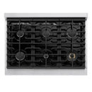 ZLINE 36-Inch 5.2 Cu. Ft. Marino Dual Fuel Range with 6 Burner Gas Cooktop and Electric Convection Oven in Stainless Steel with White Matte Door (MDR-WM-36)