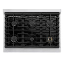 ZLINE 36-Inch 5.2 Cu. Ft. Marino Dual Fuel Range with 6 Burner Gas Cooktop and Electric Convection Oven in Stainless Steel (MDR36)