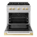 ZLINE Autograph Edition 30-Inch 4.2 Cu. Ft. Marino Dual Fuel Range with 4 Burner DuoPro Cooktop and Electric Convection Oven in Stainless Steel with Polished Gold Accents (PMDRZ-30-G)