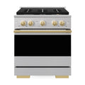 ZLINE Autograph Edition 30-Inch 4.2 Cu. Ft. Marino Dual Fuel Range with 4 Burner DuoPro Cooktop and Electric Convection Oven in Stainless Steel with Polished Gold Accents (PMDRZ-30-G)