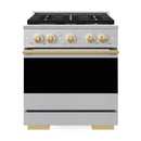 ZLINE Autograph Edition 30-Inch 4.2 Cu. Ft. Marino Dual Fuel Range with 4 Burner DuoPro Cooktop and Electric Convection Oven in Stainless Steel with Polished Gold Accents (PMDRZ-30-G)