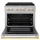 ZLINE Autograph Edition 36-Inch 5.2 Cu. Ft. Marino Dual Fuel Range with 6 Burner DuoPro Cooktop and Electric Convection Oven in Stainless Steel and Polished Gold Accents (PMDRZ-36-G)