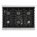 ZLINE Autograph Edition 36-Inch 5.2 Cu. Ft. Marino Dual Fuel Range with 6 Burner DuoPro Cooktop and Electric Convection Oven in Stainless Steel and Polished Gold Accents (PMDRZ-36-G)