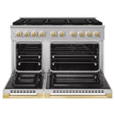 ZLINE Autograph Edition 48-Inch 6.7 Cu. Ft. Marino Dual Fuel Range with 8 Burner DuoPro Cooktop and Dual Ovens in Stainless Steel and Polished Gold Accents (PMDRZ-48-G)