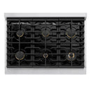ZLINE 36-Inch 5.2 Cu. Ft. Marino Gas Range with Convection Gas Oven in Stainless Steel with 6 Brass Burners (MGR-BR-36)