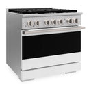 ZLINE 36-Inch 5.2 Cu. Ft. Marino Gas Range with 6 Burner Cooktop and Convection Gas Oven in Stainless Steel with White Matte Door (MGR-WM-36)