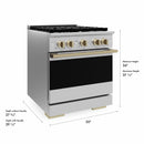 ZLINE Autograph Edition 30-Inch 4.2 Cu. Ft. Marino Gas Range with 4 Burner Cooktop and Convection Gas Oven in Stainless Steel and Champagne Bronze Accents (MGRZ-30-CB)