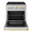 ZLINE Autograph Edition 30-Inch 4.2 Cu. Ft. Marino Gas Range with 4 Burner Cooktop and Convection Gas Oven in Stainless Steel and Polished Gold Accents (MGRZ-30-G)