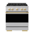 ZLINE Autograph Edition 30-Inch 4.2 Cu. Ft. Marino Gas Range with 4 Burner Cooktop and Convection Gas Oven in Stainless Steel and Polished Gold Accents (MGRZ-30-G)