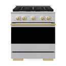 ZLINE Autograph Edition 30-Inch 4.2 Cu. Ft. Marino Gas Range with 4 Burner Cooktop and Convection Gas Oven in Stainless Steel and Polished Gold Accents (MGRZ-30-G)