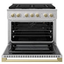 ZLINE Autograph Edition 36-Inch 5.2 Cu. Ft. Marino Gas Range with 6 Burner Cooktop and Convection Gas Oven in Stainless Steel and Champagne Bronze Accents (MGRZ-36-CB)
