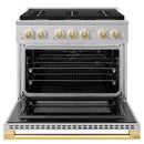 ZLINE Autograph Edition 36-Inch 5.2 Cu. Ft. Marino Gas Range with 6 Burner Cooktop and Convection Gas Oven in Stainless Steel and Polished Gold Accents (MGRZ-36-G)