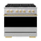 ZLINE Autograph Edition 36-Inch 5.2 Cu. Ft. Marino Gas Range with 6 Burner Cooktop and Convection Gas Oven in Stainless Steel and Polished Gold Accents (MGRZ-36-G)