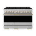 ZLINE Autograph Edition 48-Inch 6.7 Cu. Ft. Marino Double Oven Gas Range with 8 Burner Cooktop in Stainless Steel and Champagne Bronze Accents (MGRZ-48-CB)