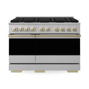 ZLINE Autograph Edition 48-Inch 6.7 Cu. Ft. Marino Double Oven Gas Range with 8 Burner Cooktop in Stainless Steel and Champagne Bronze Accents (MGRZ-48-CB)