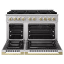ZLINE Autograph Edition 48-Inch 6.7 Cu. Ft. Marino Double Oven Gas Range with 8 Burner Cooktop in Stainless Steel and Champagne Bronze Accents (MGRZ-48-CB)