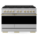 ZLINE Autograph Edition 48-Inch 6.7 Cu. Ft. Marino Double Oven Gas Range with 8 Burner Cooktop in Stainless Steel and Champagne Bronze Accents (MGRZ-48-CB)
