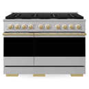 ZLINE Autograph Edition 48-Inch 6.7 Cu. Ft. Marino Double Oven Gas Range with 8 Burner Cooktop in Stainless Steel and Polished Gold Accents (MGRZ-48-G)