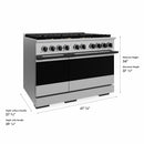 ZLINE Autograph Edition 48-Inch 6.7 Cu. Ft. Marino Double Oven Gas Range with 8 Burner Cooktop in Stainless Steel and Matte Black Accents (MGRZ-48-MB)