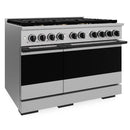 ZLINE Autograph Edition 48-Inch 6.7 Cu. Ft. Marino Double Oven Gas Range with 8 Burner Cooktop in Stainless Steel and Matte Black Accents (MGRZ-48-MB)