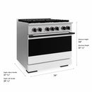 ZLINE Autograph Edition 36-Inch 5.2 Cu. Ft. Marino Gas Range with 6 Burner Cooktop and Convection Gas Oven in Stainless Steel with White Matte Door and Matte Black Accents (MGRZ-WM-36-MB)