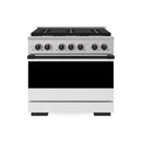 ZLINE Autograph Edition 36-Inch 5.2 Cu. Ft. Marino Gas Range with 6 Burner Cooktop and Convection Gas Oven in Stainless Steel with White Matte Door and Matte Black Accents (MGRZ-WM-36-MB)