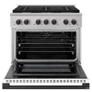 ZLINE Autograph Edition 36-Inch 5.2 Cu. Ft. Marino Gas Range with 6 Burner Cooktop and Convection Gas Oven in Stainless Steel with White Matte Door and Matte Black Accents (MGRZ-WM-36-MB)