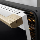 ZLINE Autograph Edition 48-Inch 6.7 Cu. Ft. Marino Double Oven Gas Range with 8 Burner Cooktop in Stainless Steel with White Matte Doors and Champagne Bronze Accents (MGRZ-WM-48-CB)