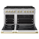 ZLINE Autograph Edition 48-Inch 6.7 Cu. Ft. Marino Double Oven Gas Range with 8 Burner Cooktop in Stainless Steel with White Matte Doors and Champagne Bronze Accents (MGRZ-WM-48-CB)