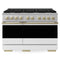 ZLINE Autograph Edition 48-Inch 6.7 Cu. Ft. Marino Double Oven Gas Range with 8 Burner Cooktop in Stainless Steel with White Matte Doors and Champagne Bronze Accents (MGRZ-WM-48-CB)