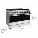 ZLINE Autograph Edition 48-Inch 6.7 Cu. Ft. Marino Double Oven Gas Range with 8 Burner Cooktop in Stainless Steel with White Matte Doors and Matte Black Accents (MGRZ-WM-48-MB)