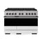 ZLINE Autograph Edition 48-Inch 6.7 Cu. Ft. Marino Double Oven Gas Range with 8 Burner Cooktop in Stainless Steel with White Matte Doors and Matte Black Accents (MGRZ-WM-48-MB)