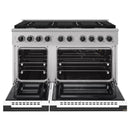 ZLINE Autograph Edition 48-Inch 6.7 Cu. Ft. Marino Double Oven Gas Range with 8 Burner Cooktop in Stainless Steel with White Matte Doors and Matte Black Accents (MGRZ-WM-48-MB)
