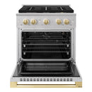 ZLINE Autograph Edition 30-Inch 4.2 Cu. Ft. Marino Gas Range with 4 Burner DuoPro Cooktop and Convection Gas Oven in Stainless Steel with Polished Gold Accents (PMGRZ-30-G)