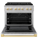 ZLINE Autograph Edition 36-Inch 5.2 Cu. Ft. Marino Gas Range with 6 Burner DuoPro Cooktop and Convection Gas Oven in Stainless Steel and Polished Gold Accents (PMGRZ-36-G)