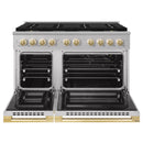ZLINE Autograph Edition 48-Inch 6.7 Cu. Ft. Marino Gas Range with 8 Burner DuoPro Cooktop and Dual Ovens in Stainless Steel and Polished Gold Accents (PMGRZ-48-G)