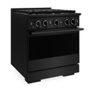 ZLINE 30-Inch 4.2 Cu. Ft. Marino Dual Fuel Range with Gas Cooktop and Electric Convection Oven in Black Stainless Steel with 4 Brass Burners (MDRB-BR-30)