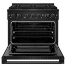 ZLINE 36-Inch 5.2 Cu. Ft. Marino Dual Fuel Range with Gas Cooktop and Electric Convection Oven in Black Stainless Steel with 6 Brass Burners (MDRB-BR-36)