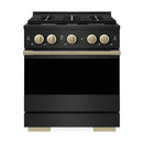 ZLINE Autograph Edition 30-Inch 4.2 Cu. Ft. Marino Dual Fuel Range with 4 Burner Gas Cooktop and Electric Convection Oven in Black Stainless Steel with Champagne Bronze Accents (MDRBZ-30-CB)