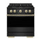 ZLINE Autograph Edition 30-Inch 4.2 Cu. Ft. Marino Dual Fuel Range with 4 Burner Gas Cooktop and Electric Convection Oven in Black Stainless Steel with Champagne Bronze Accents (MDRBZ-30-CB)