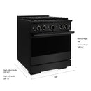 ZLINE 30-Inch 4.2 Cu. Ft. Marino Gas Range with 4 Burner Cooktop and Convection Gas Oven in Black Stainless Steel (MGRB-30)