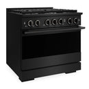 ZLINE 36-Inch 5.2 Cu. Ft. Marino Gas Range with 6 Burner Cooktop and Convection Gas Oven in Black Stainless Steel (MGRB-36)