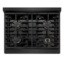 ZLINE 30-Inch 4.2 Cu. Ft. Marino Gas Range with Convection Gas Oven in Black Stainless Steel with 4 Brass Burners (MGRB-BR-30)