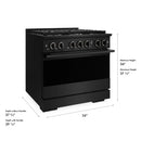 ZLINE 36-Inch 5.2 Cu. Ft. Marino Gas Range with Convection Gas Oven in Black Stainless Steel with 6 Brass Burners (MGRB-BR-36)