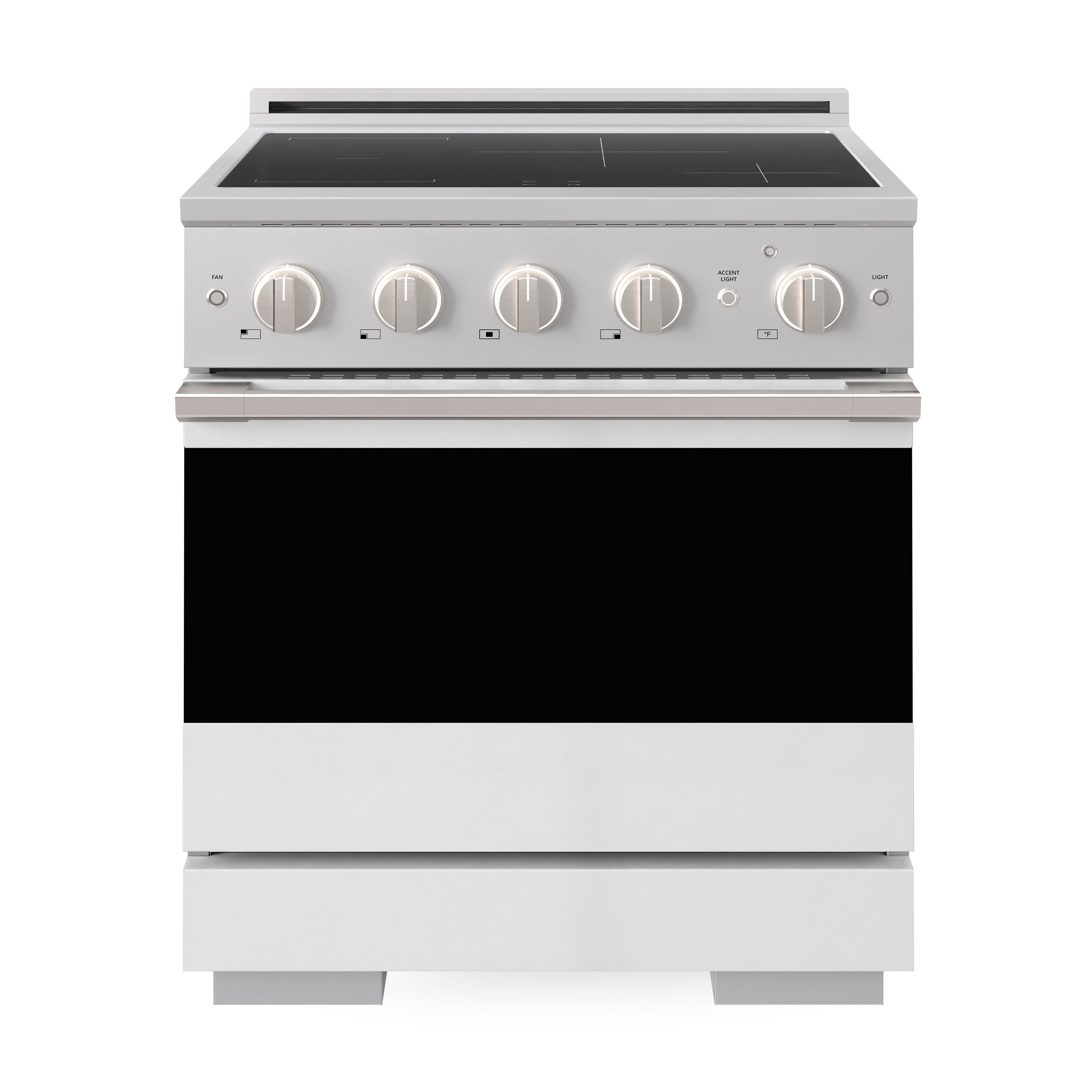 ZLINE 30-Inch 4.2 cu. ft. Marino Induction Range with 4 Element Cooktop and Electric Convection Oven in Stainless Steel with White Matte Door (MINR-WM-30)