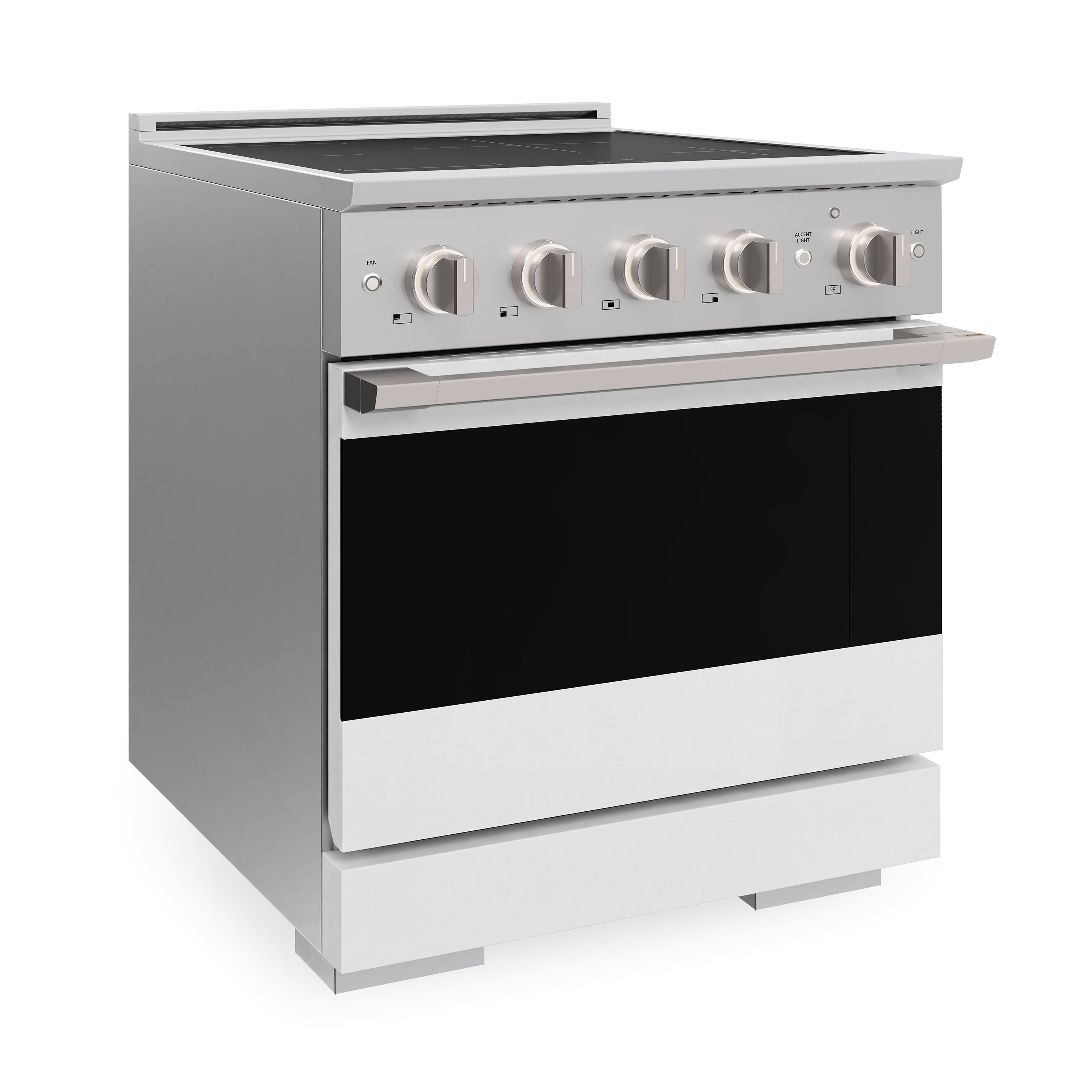 ZLINE 30-Inch 4.2 cu. ft. Marino Induction Range with 4 Element Cooktop and Electric Convection Oven in Stainless Steel with White Matte Door (MINR-WM-30)