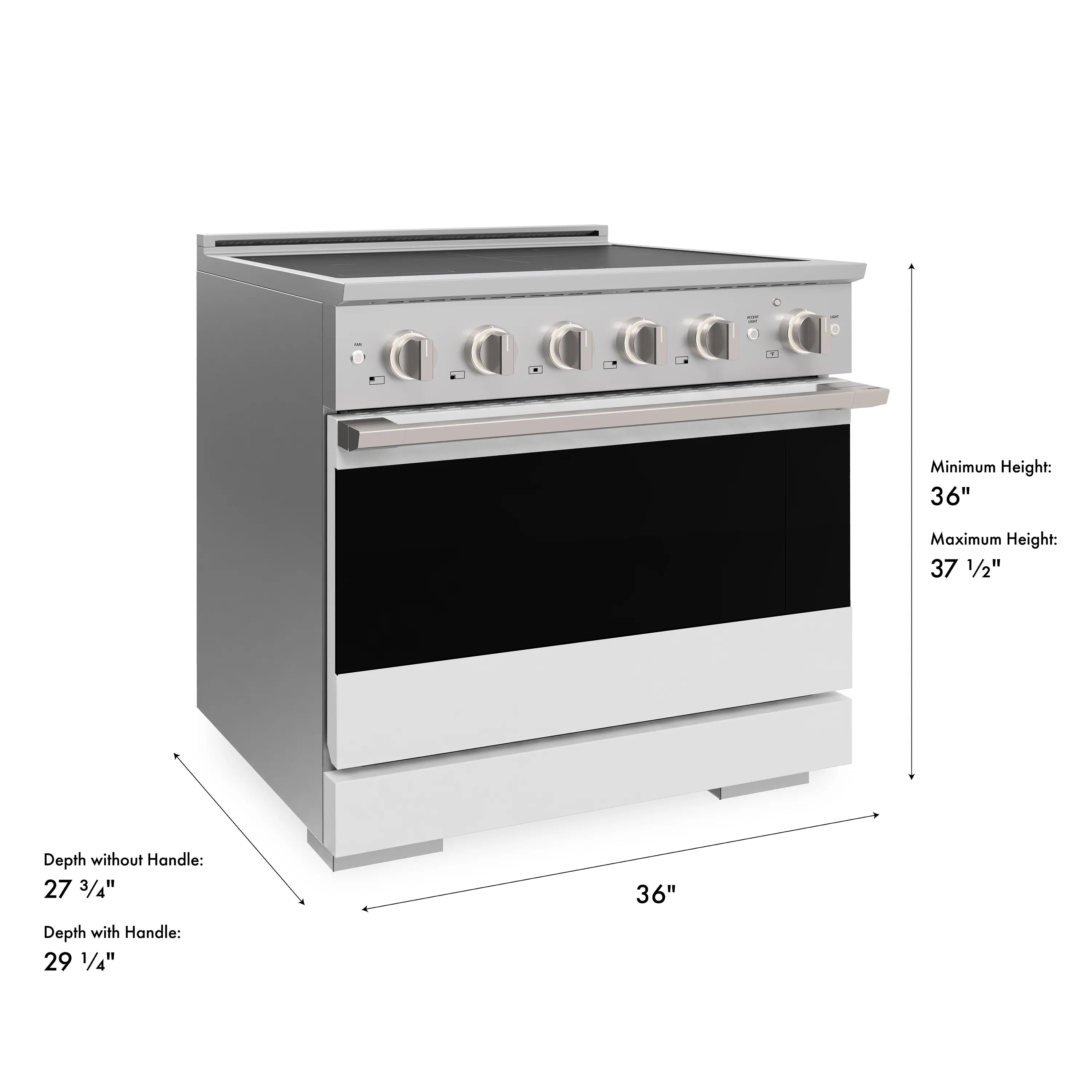 ZLINE 36-Inch 5.2 cu. ft. Marino Induction Range with 5 Element Cooktop and Electric Convection Oven in Stainless Steel with White Matte Door (MINR-WM-36)